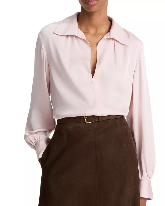 Vince Placed Smocked Long Sleeved Blouse