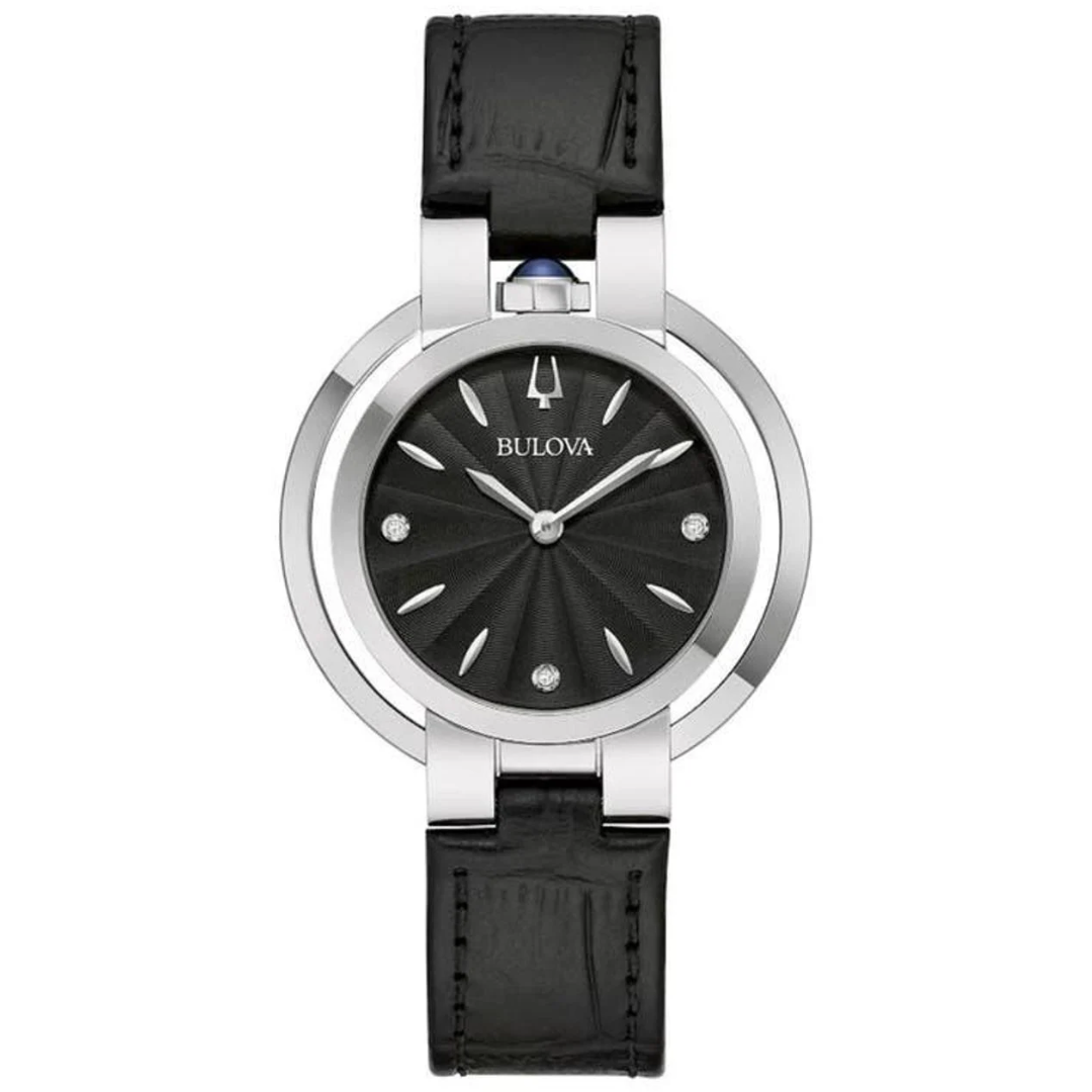 Bulova Men's 35mm Leather Strap Diamond Watch