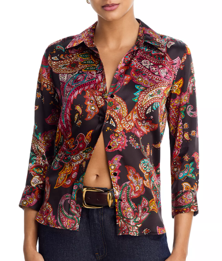 Lagence Dani Silk Three Quarter Sleeve Blouse