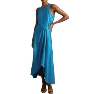 Micah Sleeveless Satin High-Low Maxi Dress