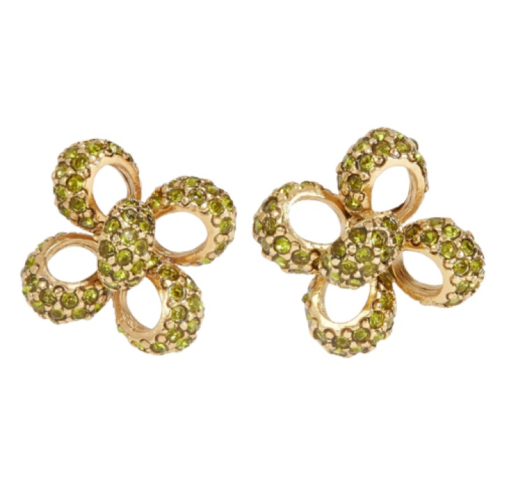 Oscar De La Renta Gold-Tone Crystal Earrings