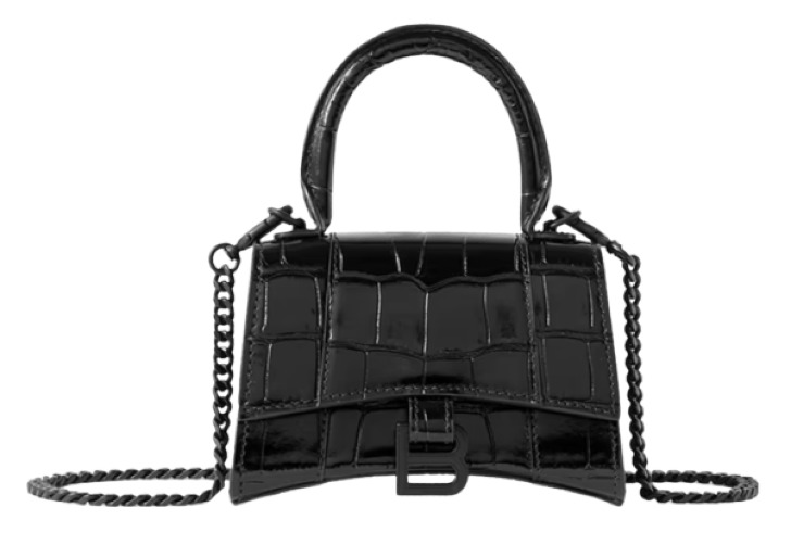Balenciaga Hourglass Nano Croc-Effect Leather Tote