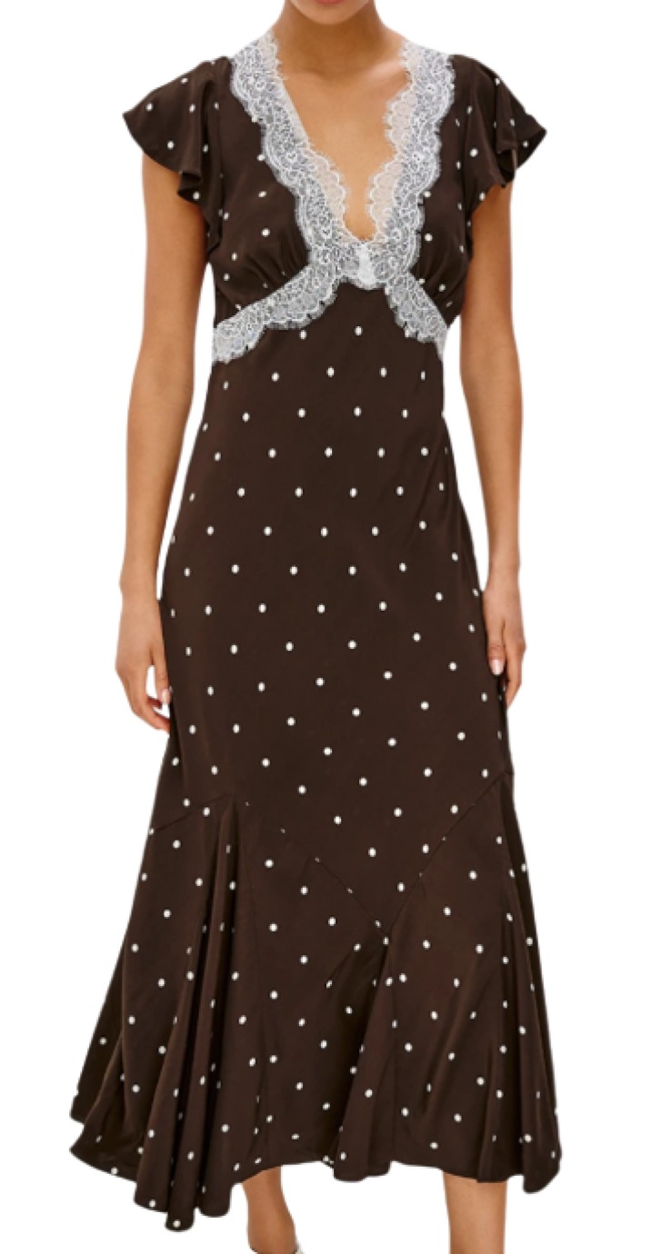Rails Mattia Lace-Trim Polka Dot Midi Dress