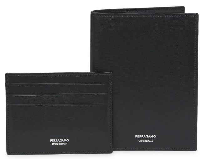 Ferragamo Leather Passport Holder & Card Case Set