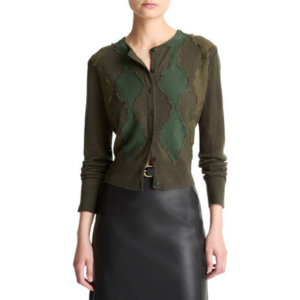 Vince Hand Cut Argyle Cardigan