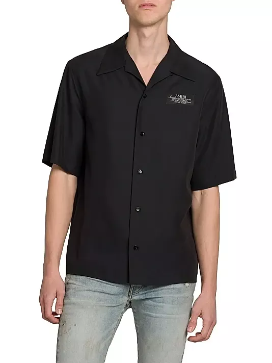 Amiri Spirit Logo Patch Bowling Shirt