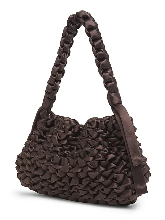 Jimmy Choo Cinch Woven Satin Top Handle Bag