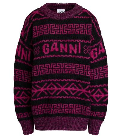 Ganni Jacquard-Knit Wool Sweater