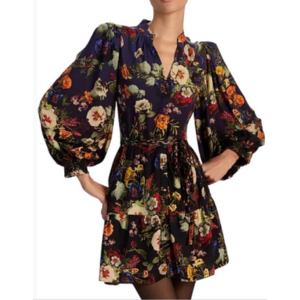 Alice + Olivia Antonette Floral Balloon-Sleeve Minidress