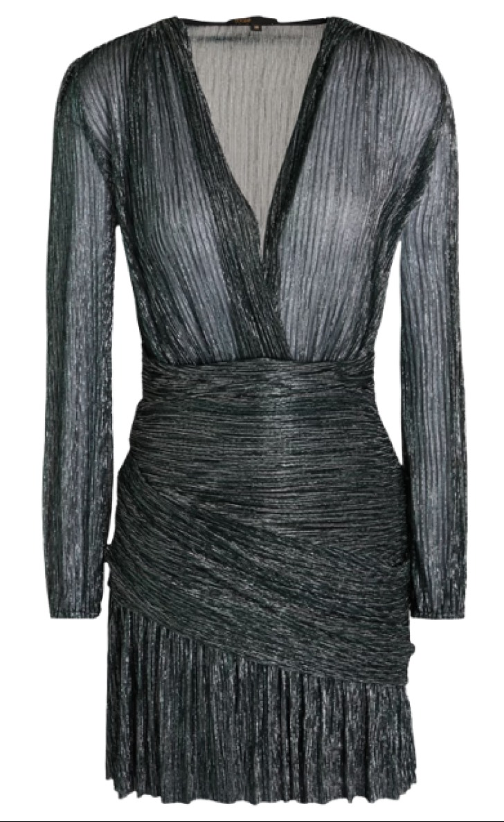 Maje Wrap-Effect Lamé Mini Dress