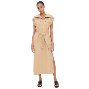 Ganni Classic Summer Suiting Cowl Neck Long Dress