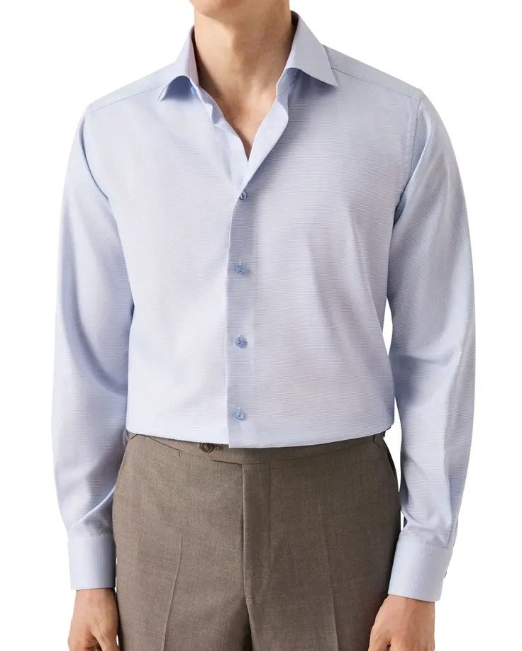 Eton Contemporary Fit Microcheck Cotton Dress Shirt
