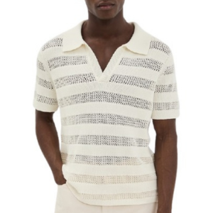 Simkhai Men's Open Knit Polo Shirt