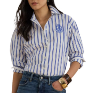 Ralph Lauren Women's Relaxed Fit Striped Collared Shirt