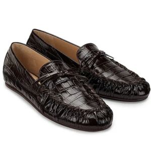 Stuart Weitzman  Britt Croc-Embossed Leather Loafers