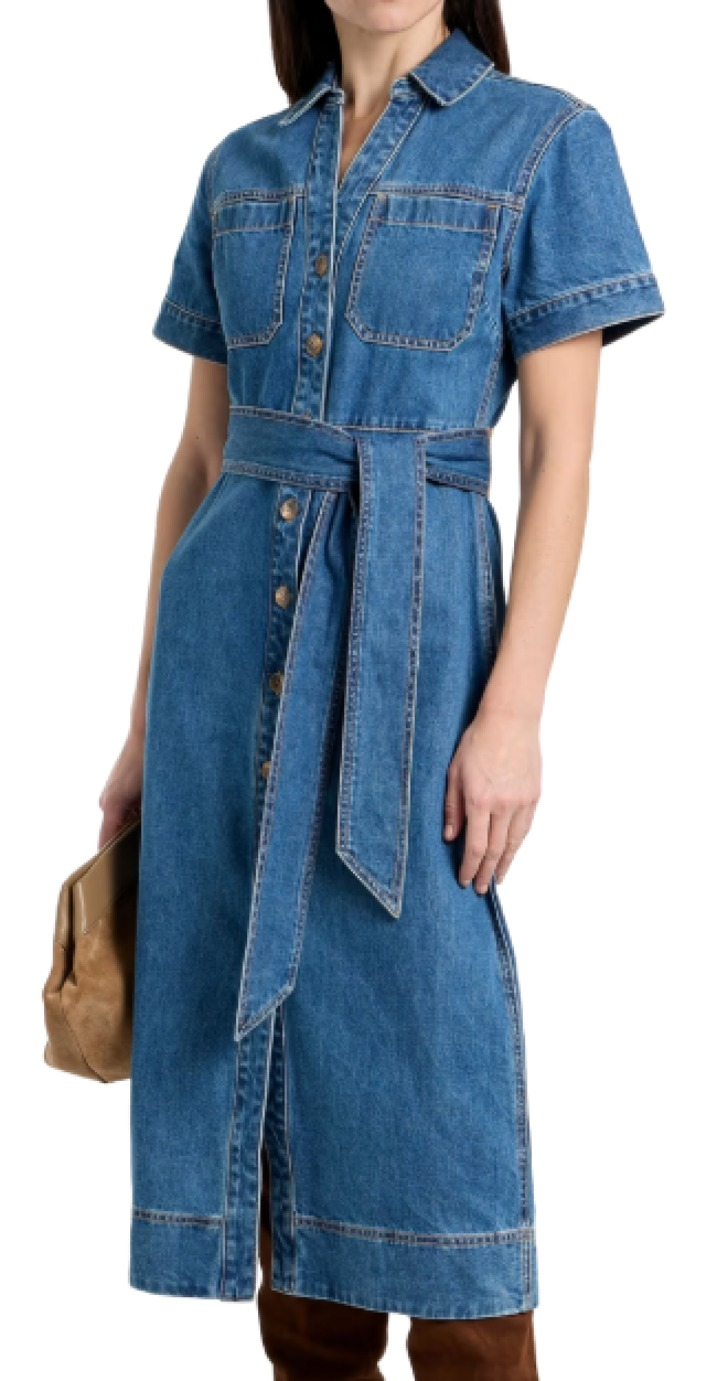 Veronica Beard Tabby Denim Midi Shirt Dress