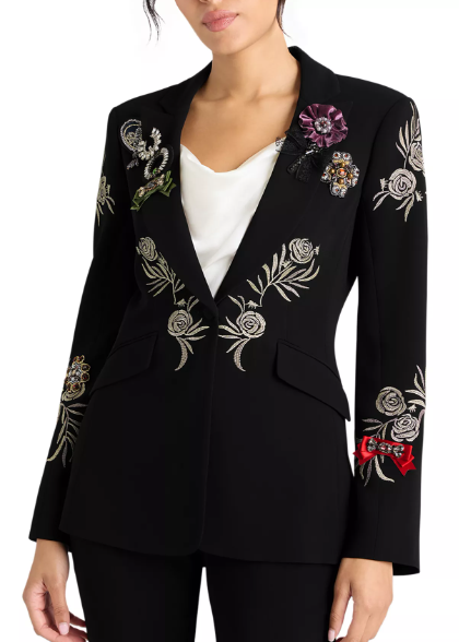 Cinq à Sept Heritage Rose Embroidered Blazer