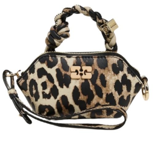 Ganni Leopard Print Cowhide Bou Bag