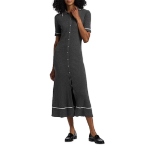 Rag & Bone Kassy Rib-Knit Polo Midi-Dress