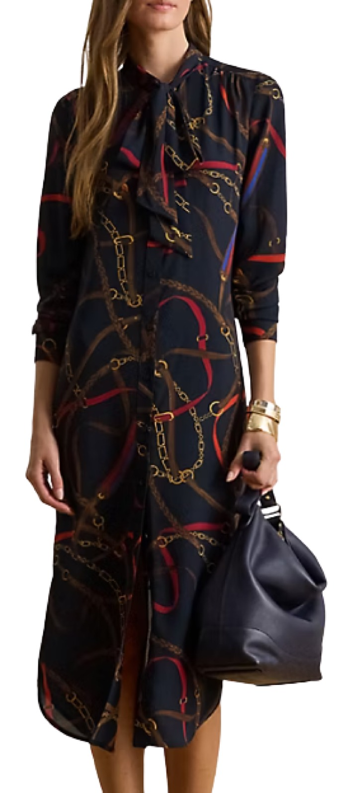 Ralph Lauren Print Georgette Tie-Neck Shirtdress