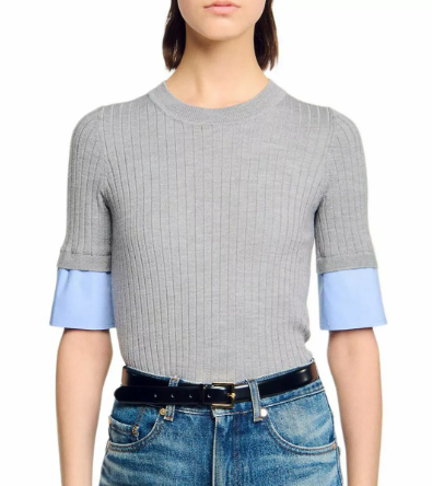 Sandro Contrast Sleeve Sweater
