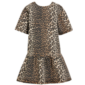 Ganni Leopard-Print Cotton-Blend Twill Mini Dress