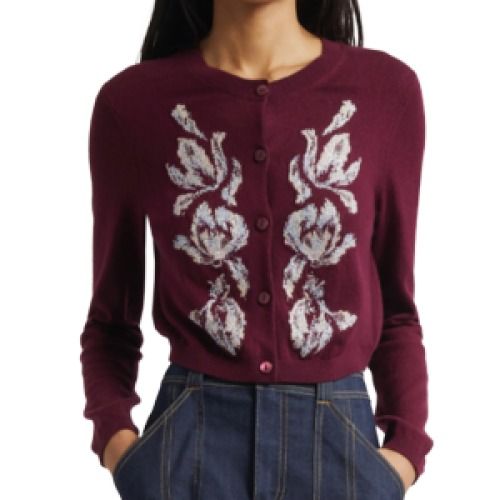 Cinq à Sept Isolde Tulip Jacquard Cardigan