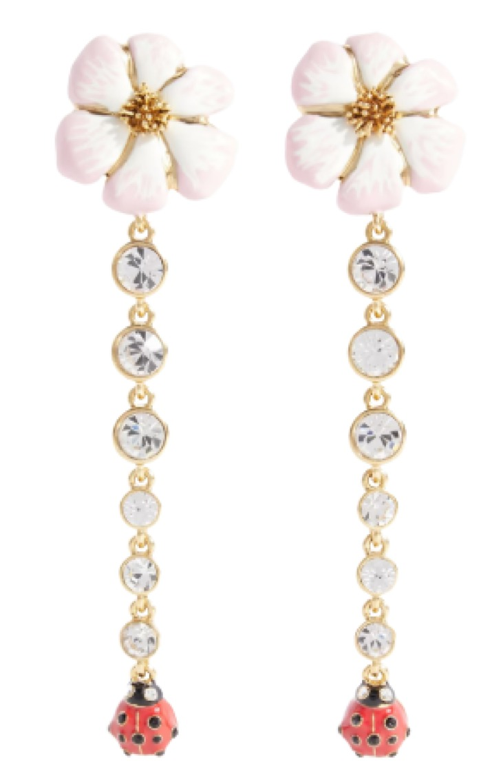 Oscar De La Renta Gold-Tone Enamel & Crystal Earrings