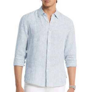 Michael Kors Long Sleeve Stripe Linen Shirt