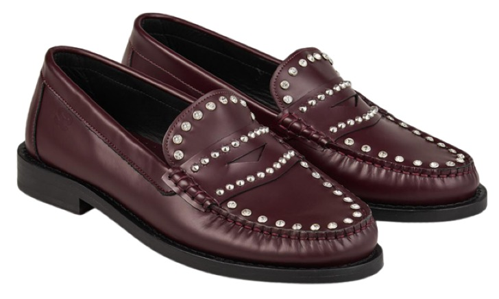 Sandro Rhinestone Studded Leather Loafers