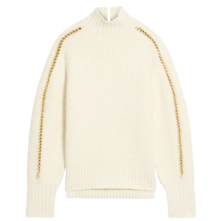 3.1 Phillip Lim Chain-Trimmed Ribbed Turtleneck Sweater