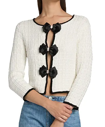 Alice + Olivia Akira Embellished Bow Cardigan
