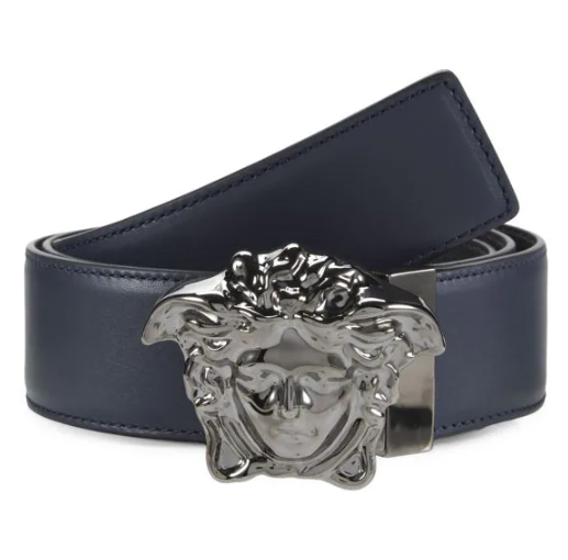 Versace Medusa Head Plaque Leather Belt