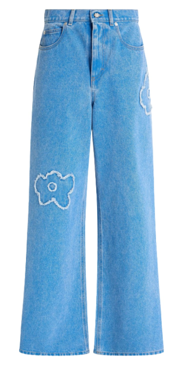 Marni Floral-Appliquéd High-Rise Wide-Leg Jeans