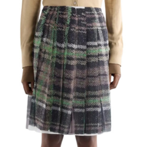 Acne Studios Ilona Plaid Print Pleated Skirt