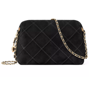 Tory Burch Fleming Quilted Suede Crossbody Bag