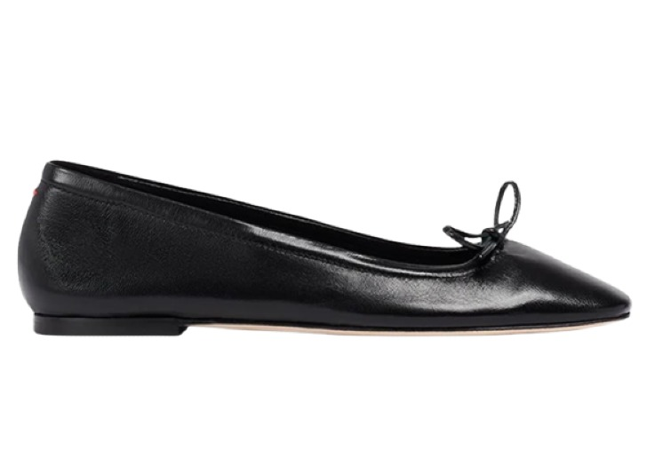 Aeyde Delfina Leather Bow Ballerina Flats