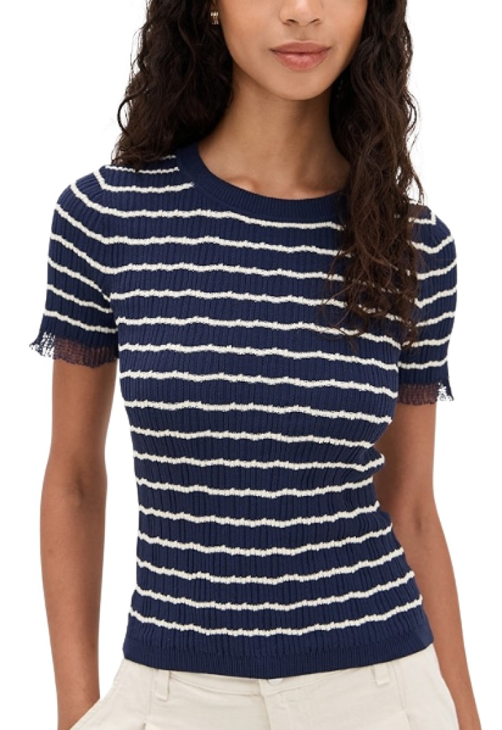 Rag & Bone Chiara Stripe Short Sleeve Shirt