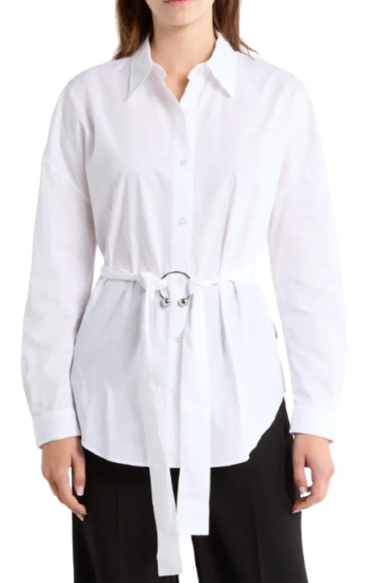 Boss Eprilia Belted Cotton Button-Up Shirt