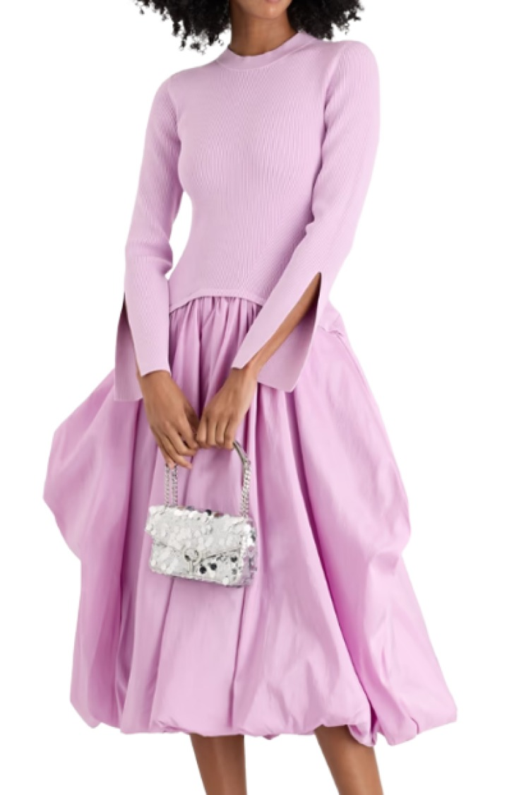 Simkhai Kenlie Stretch-Knit & Taffeta Midi Dress