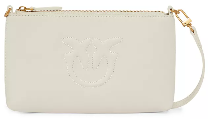 Pinko Horizontal Flat Mini White Leather Wristlet