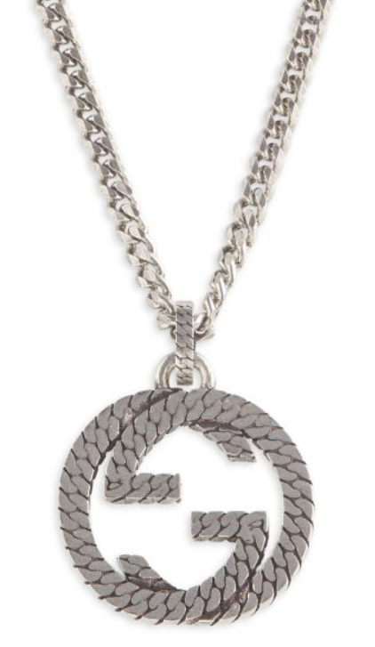 Gucci Sterling Silver Interlock Logo Pendant Necklace