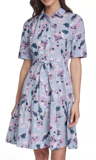Calvin Klein Women's Short-Sleeve Collared Shirt Dress