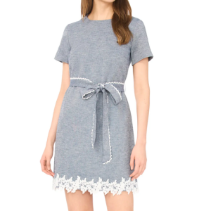 CeCe Lace Trim A-Line Cotton & linen Minidress