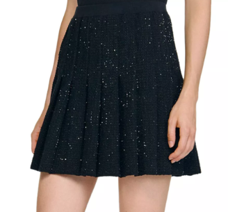 Sandro Short Tweed Pleated Skirt