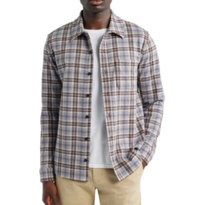 Vince Plaid Knit Shirt Jacket