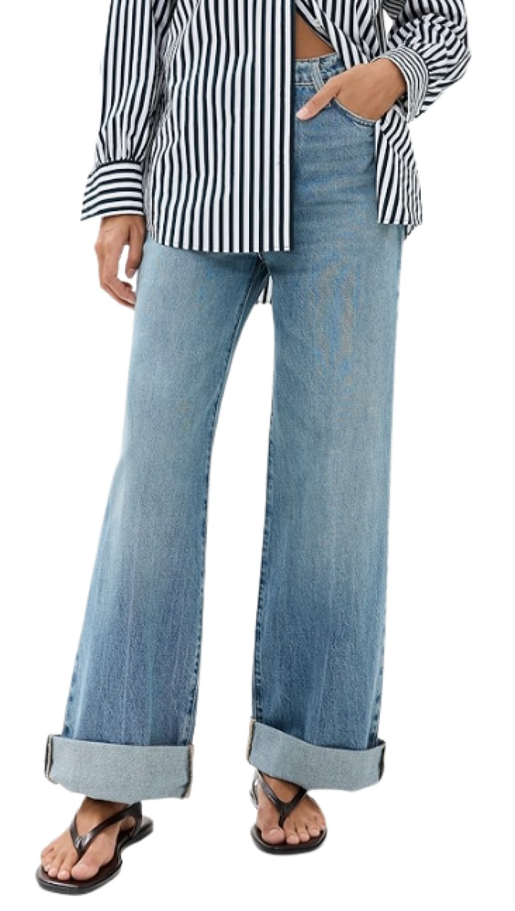 Frame Le Jane Wide Leg Cuffed Jeans