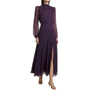 Saloni Jacqui Polka Dot Silk Maxi Dress