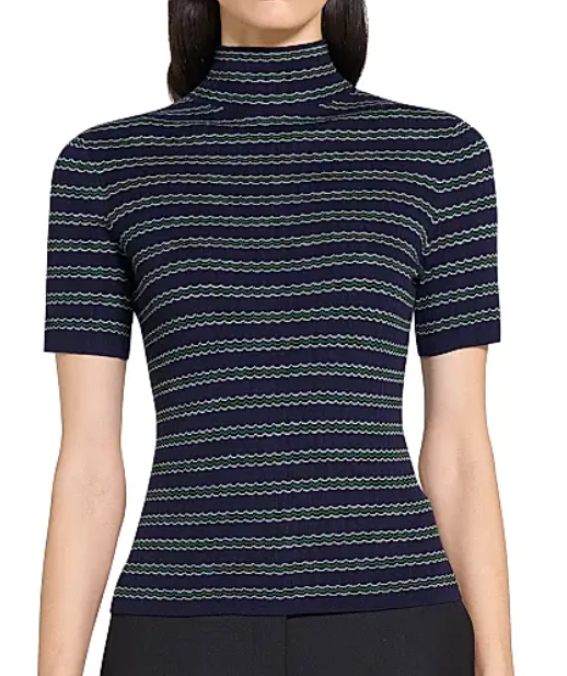 Theory Leenda Striped Merino Wool Top
