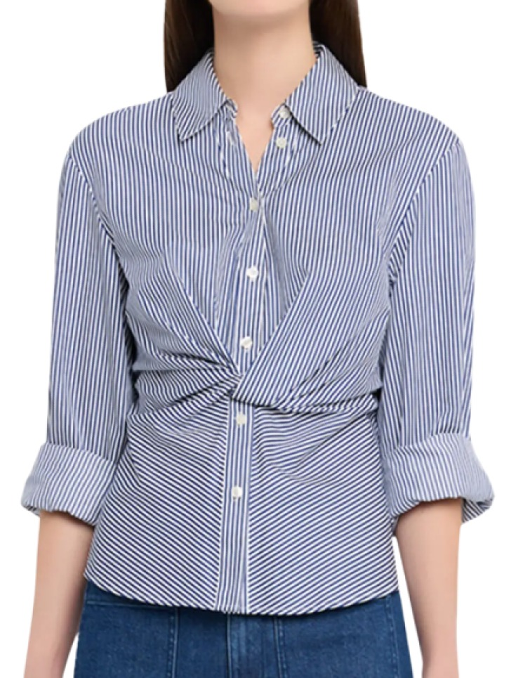 Tanya Taylor Oakley Striped Twist-Front Shirt